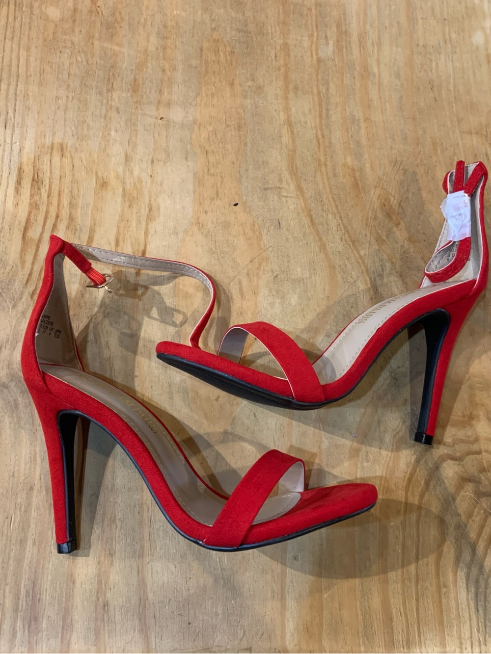 Dream Pairs Red Suede Ankle Strap Stiletto Sandals